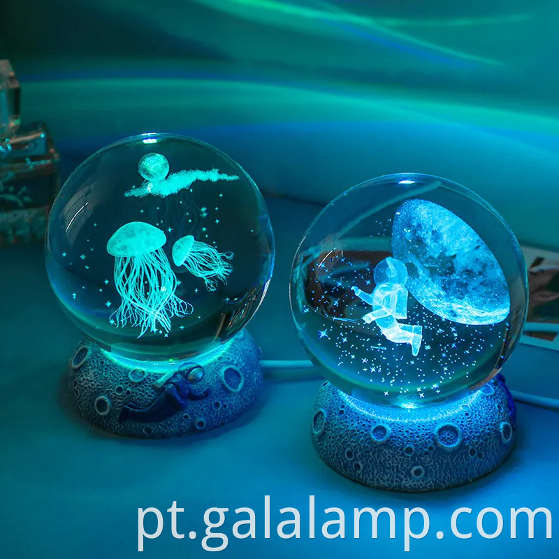 Luz noturna de bola de cristal cintilante para decoração de casa